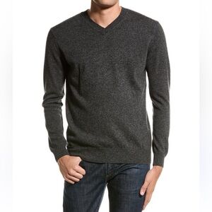 MERINO WOOL CLUB ROOM Gray Men’s Size XL V Neck Long Sleeve Preppy Sweater Grey